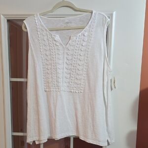 Talbots White Textured Tank Top